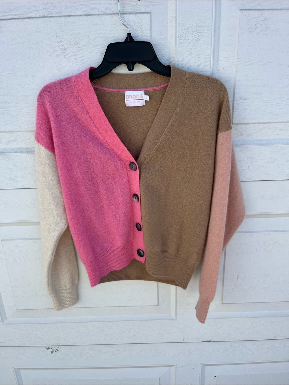 Women's Brodie Colorblock Cashmere cardigan sweater XS